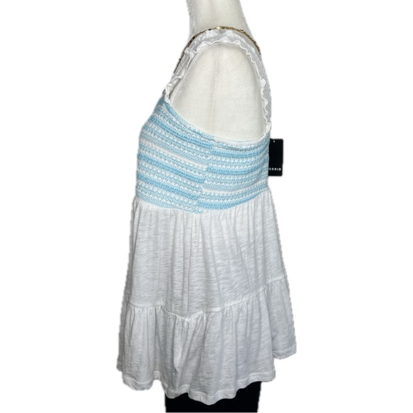 NEW Torrid Babydoll Tank White Blue Medium Large 10 M L - Picture 5 of 11